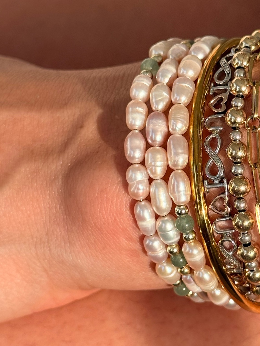 Gold and Pearl Multi-Strand Bracelet Stack - Elegant Women’s Jewelry